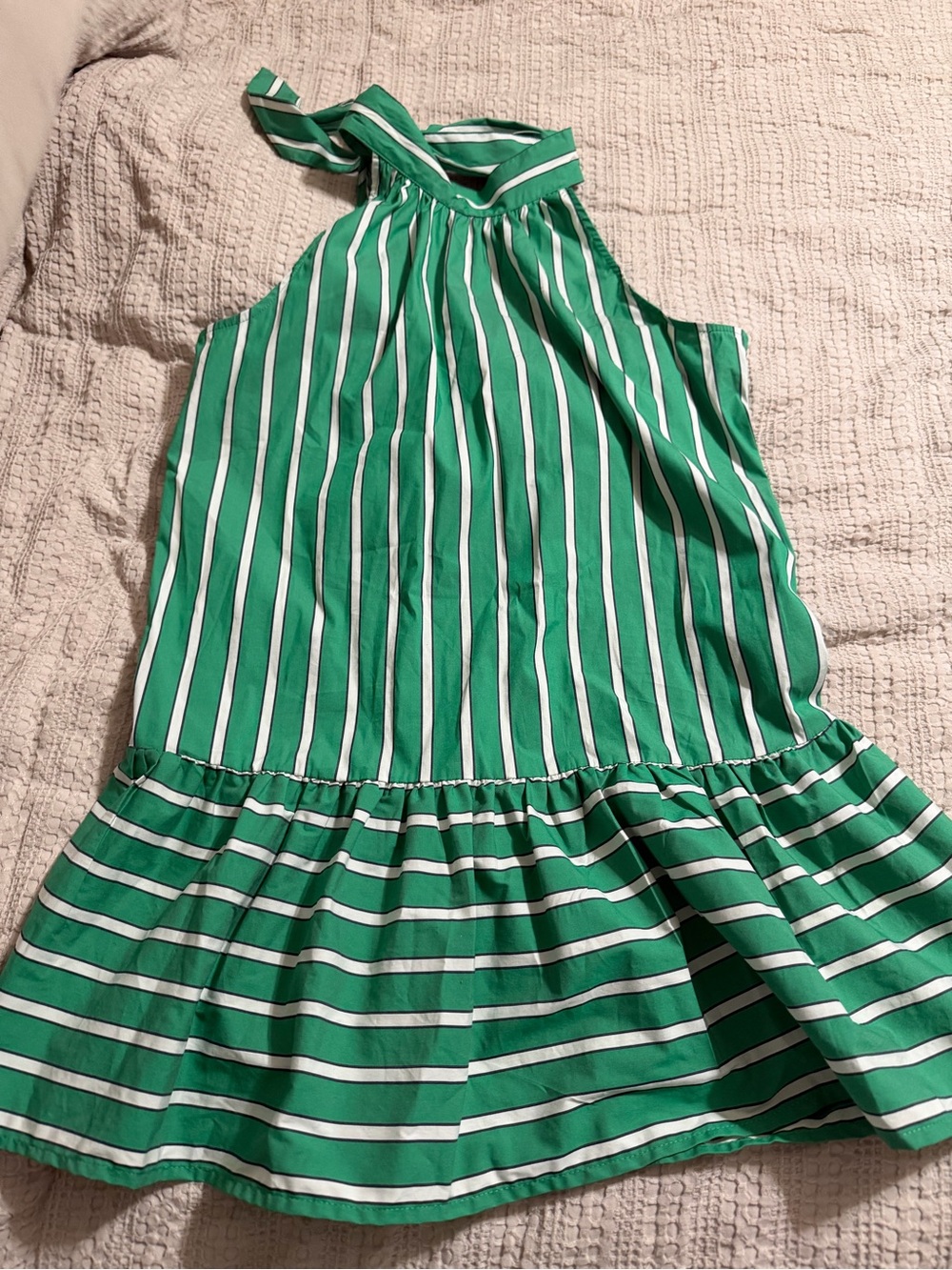 Christian Lacroix Green & White Striped Halter Dress